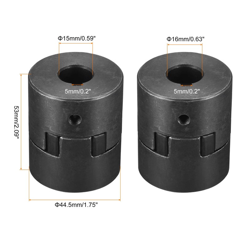 sourcing map Flexible Coupling Shaft 15 mm to 16 mm