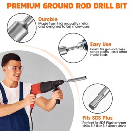 Dolenor Ground Rod Driver for Hammer Drill SDS Plus, Ground Rod Driver Adapter,Rotary Hammer Drill (SDS PLUS)