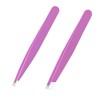 Mini Oval Slant and Point Combo Tweezers (Pink, Set of