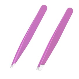 Mini Oval Slant and Point Combo Tweezers (Pink, Set of 2)
