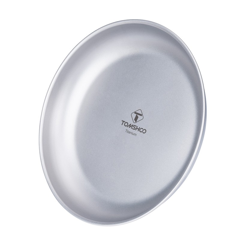 TOMSHOO Titanium Round Camping Plate Outdoor Ultralight Portable Tableware Cookware