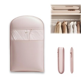 Space Saving Hanging Garment Bag with Self Compression Zipper, Hanging Garment Bags for Closet Storag, Space Saver Closet Organizers(Pink, M-90 * 58 * 15cm)