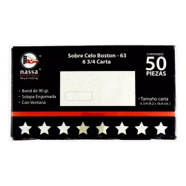 Nassa 500 Sobre Blanco Con Ventana De Celofan Carta Celoboston