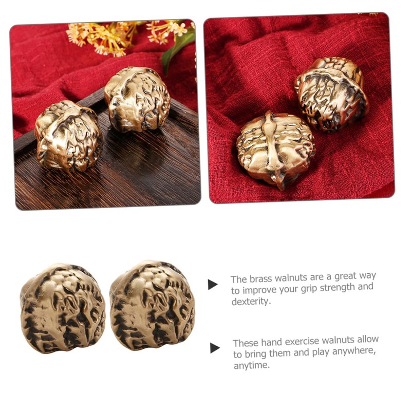 NOLITOY Chinese Decorative Hand Exercise Balls Brass Walnut Handballs Small