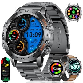 LIGE Reloj Inteligente Hombre, 1.45'' AMOLED Smartwatch Hombre, Llamadas y Asistente Voz, 100+ Modos Deportivos, Monitor de Frecuencia Cardíaca y Sueño, Compatible con Android iOS, Negro Profundo