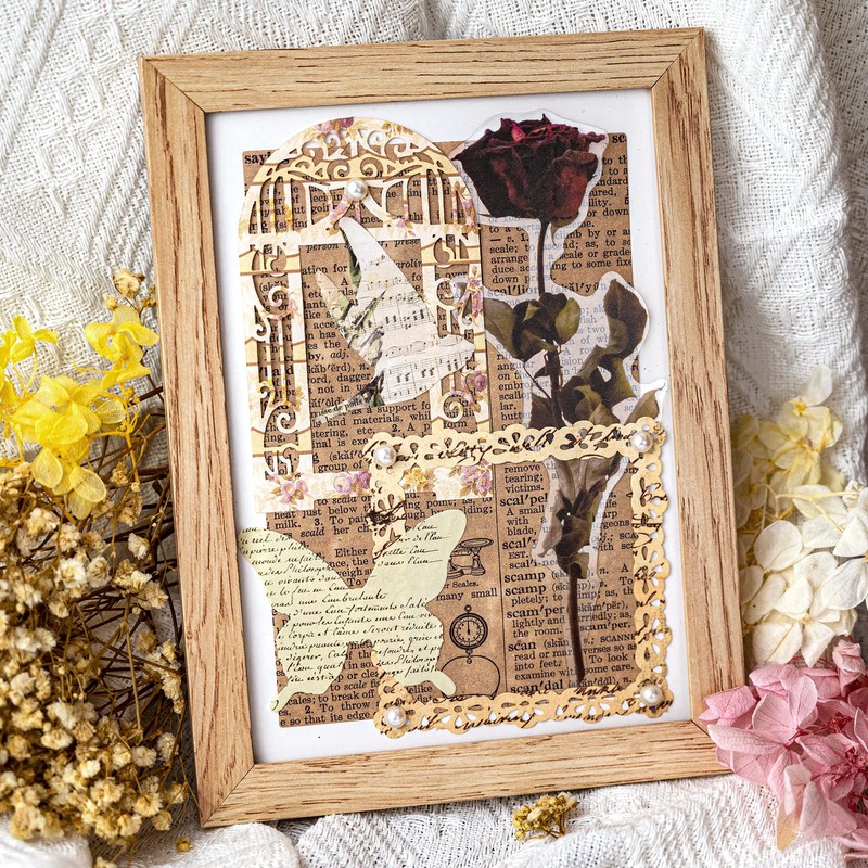 6 パック紙レース カット アウト ビンテージ レース紙フレーム装飾紙ダイカット紙ボーダー パターン印刷紙レース Doily のスクラップブッキングのジャーナリングカードメイキング・クラフト (Dream)