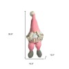 Homeroots 30" Pink and White Fabric Christmas Standing Gnome Tabletop