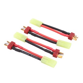 BDHI - 4 adaptadores compatibles con Mini Tamiya hembra (invertida) a T-Plug macho con cable de 5 cm de 14 awg para pistolas Airsoft (B11-4)