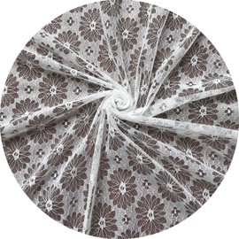 Rilassato 58 Inches Wide Bridal Solid Raschel Lace Fabric, Vintage Lace Fabric Bolt for Wedding Dress, Fashion, Crafts, Tablecloth, Decorations Lace Trim Fabric - 8153 (White, 1 Yard)