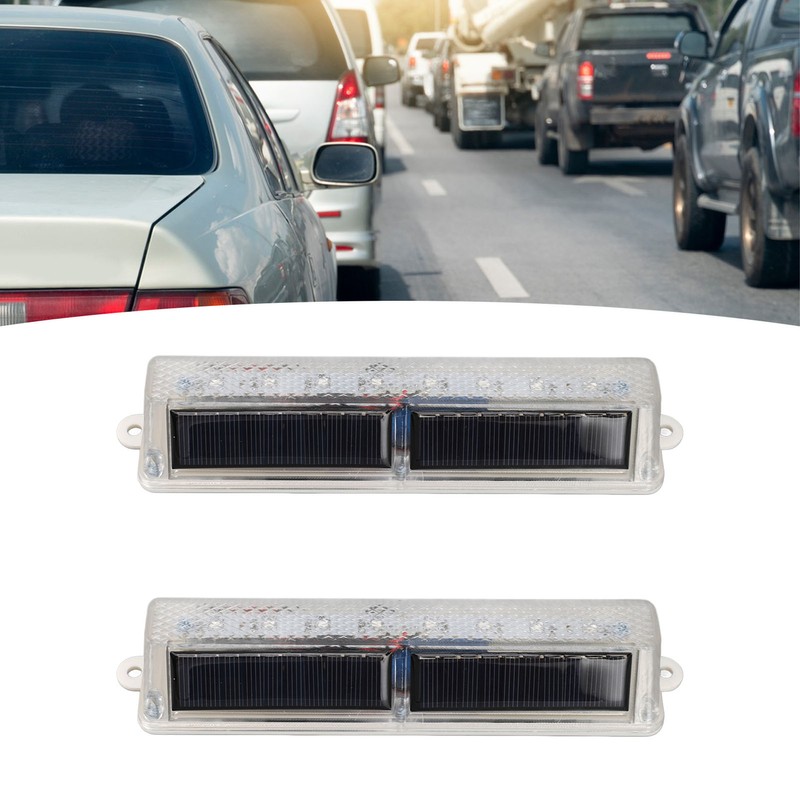2 PCS Light Control Solar Warning Lights with 8 LED