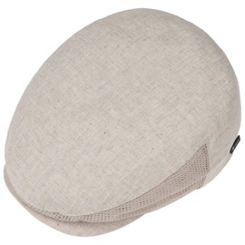 Lipodo Linen Flat Cap Men s - Peaked Cap 60% Cotton, 40% Linen - Made in Italy - with mesh Inserts - Summer hat with mesh Lining - Spring/Summer Beige 62 cm