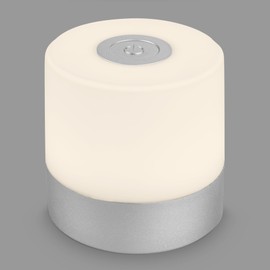 BRILONER Mini LED Table Lamp Wireless, Dimmable Bedside Lamp Touch, Desk Lamp, USB-C, Camping Lamp, Warm White Light, 7 x 7 cm, Silver, Silver