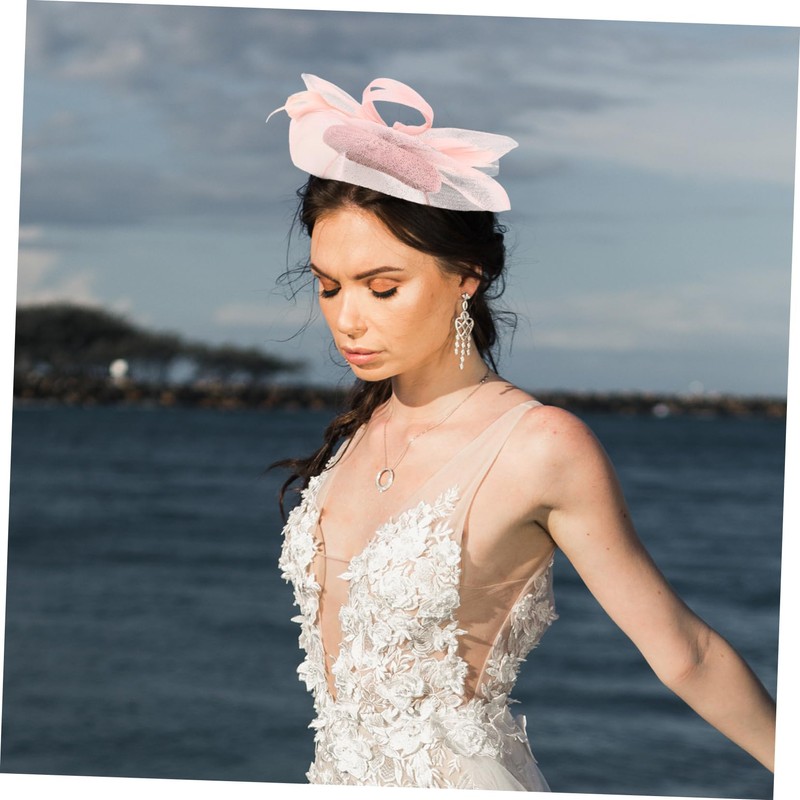 Healeved Gauze Fascinator Hat with Flower Detail for Women Elegant