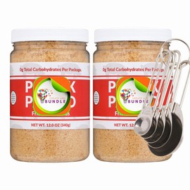0 Carb Rind Bread Crumbs - Keto & Paleo Friendly, Gluten-Free, Naturally Carb-Free (12oz Jar) - Essential for Low Carb Cooking and Baking - Pack of 2 + Set of 5 Stainless Steel Measuring Spoons CreateAndBundle