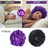 Large Satin Silk Hair Bonnets,2Pcs Elastic Band Satin Sleep Bonnet