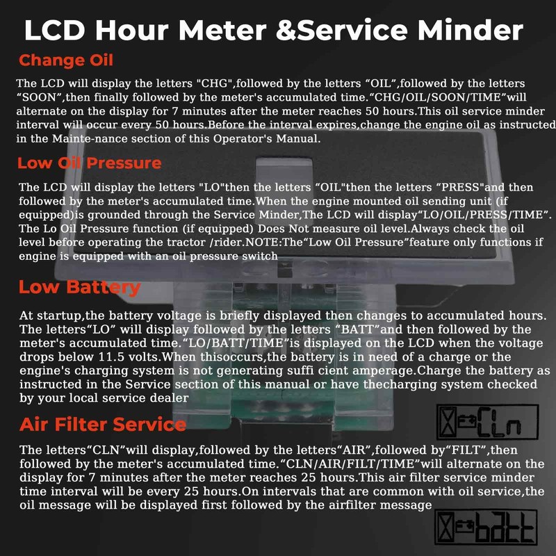 925-06170B Upgrade LCD Hour Meterervice Compatible with Cub Cadet Ultima