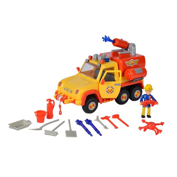 Simba 109251094 Fireman Sam Venus 2.0 Fire Engine with Figure, Original Sound, Blue Light, Arrow Shot Function, Doors for Opening, Penny Toy Figure, Lots of Accessories, 19 cm, from 3 Years