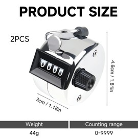 kclkda 2 Pack Hand Tally Counter, 4-Digit Manual Clicker Counter with Finger Ring, Stainless Steel Mechanical Counter for Golf, Sports, Attendance, and Event Counting