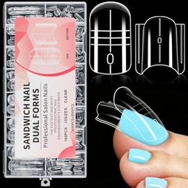 MELLIEX Pack of 180 Polygel Nail Shapes for Toes, Sandwich Dual Tips Nails for Pedicure Nail Extension, Poly Gel Toenails Set, Reusable Nail Tips Shape