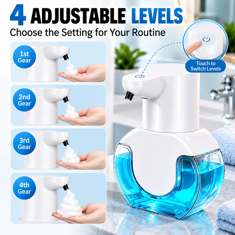 Automatic Soap Dispenser for Hands-Free Washing – 420ML 4-Level Adjustable