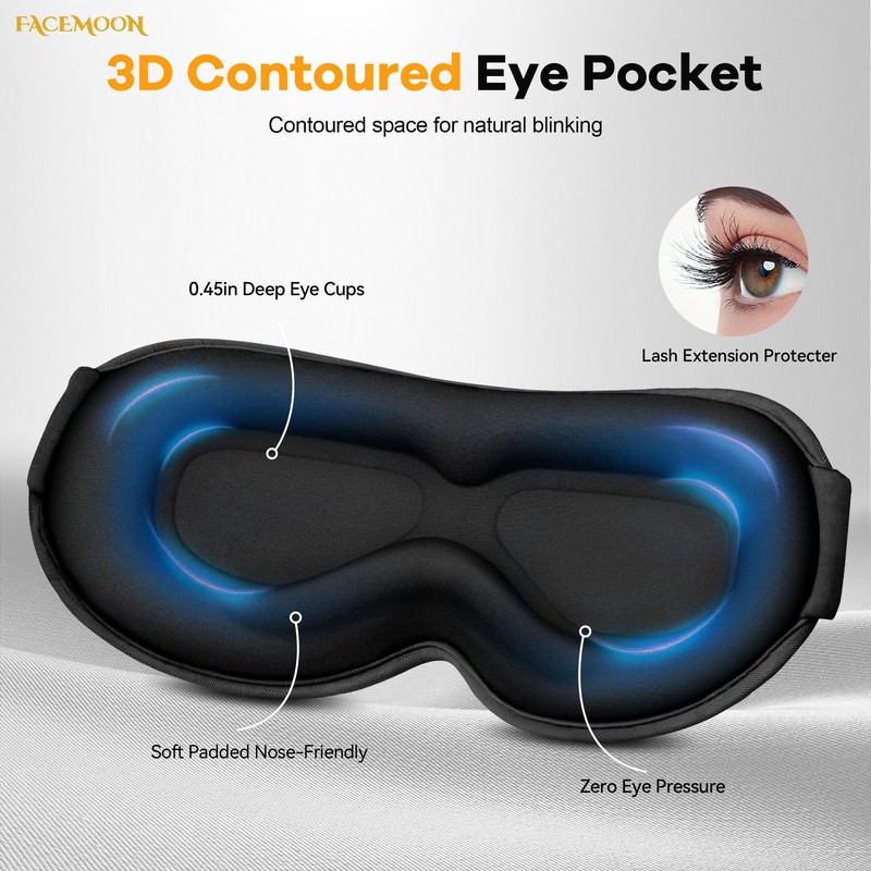 Blackout Weighted Eye Mask for Sleep: Gentle Deep-Pressure 3D Contoured