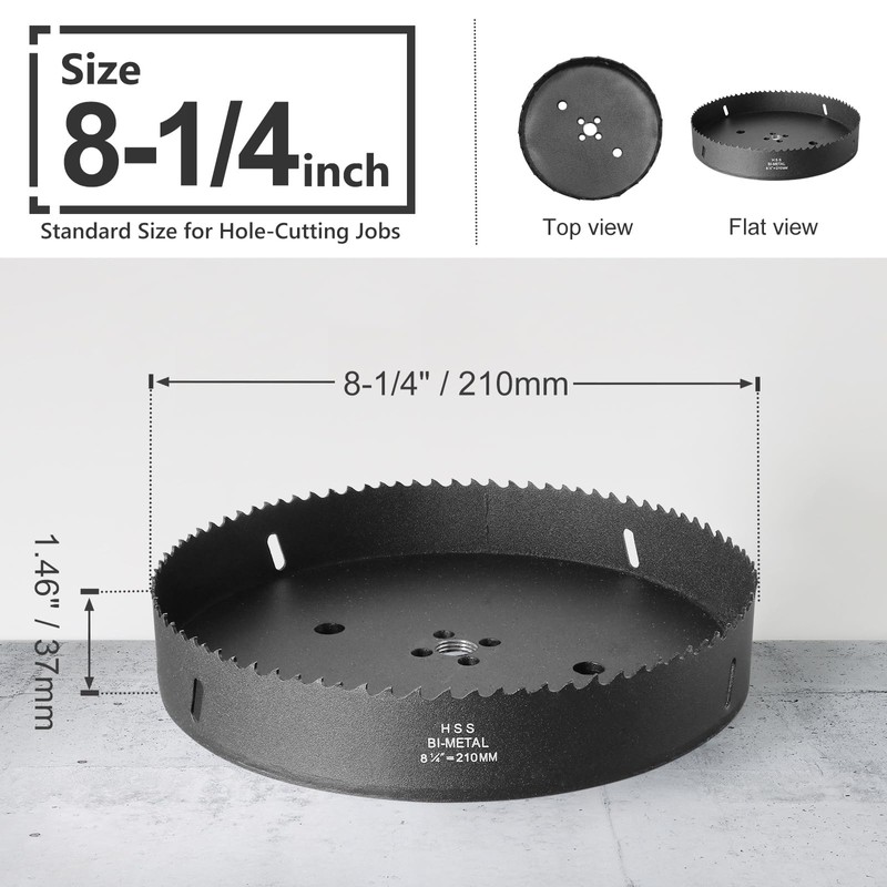 8-1/4 Inch Hole Saw with 1/2" Hex Shank Quick Change