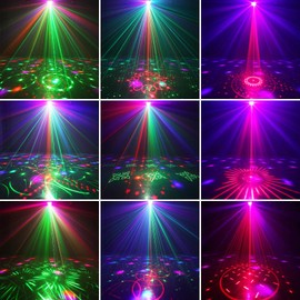 WUZSTAR Party Lights Stage Laser Lights, RGBP 3-in-1 Mixed Lighting Effects LED Strobe Lights Activated by Remote Sound for DJ Disco Lighting Wedding Birthday Clubs