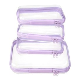 4 bolsas transparentes con cierre, funda rígida con cierre, bolsa de aseo para viajes, bolsa de pañales CLear, bolsa de artículos de cambiador, organi