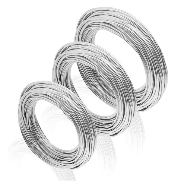 3 Rolls Silver Craft Wire, 1 mm 1.5 mm 2 mm Wire for Crafts Jewellery Wire Aluminium Wire Soft Silver Wire Metal Wire for Jewellery Making DIY Crafts (10 m Roll)