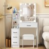 Bedroom Vanity Makeup Dressing Table Set with 10 Led Light