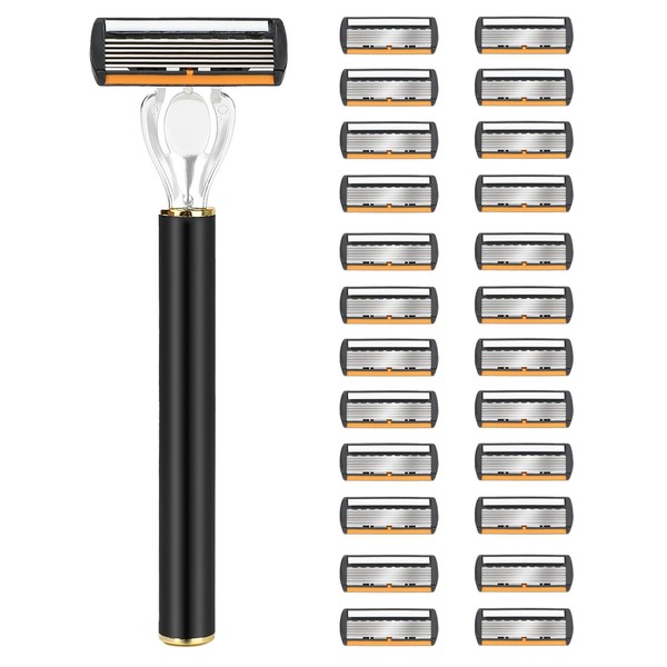 Men's Safety Razor Long Handle Stainless Steel, Double Edge Blades