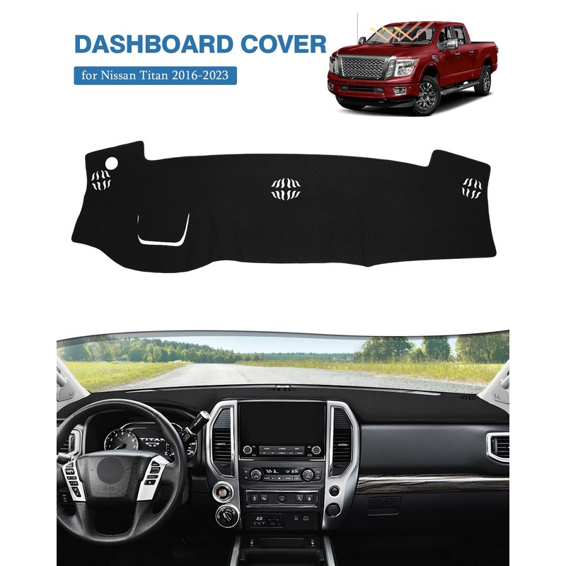 FIILINES Dash Cover for Nissan Titan for 2016-2024, Dashboard Mat