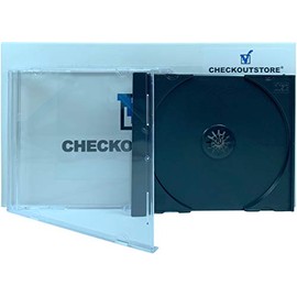 CheckOutStore (50) Standard Single 1-Disc CD Jewel Cases, Unassembled (Carton + Black Tray)