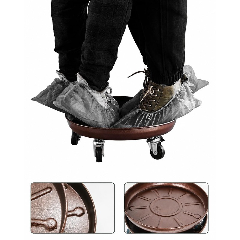 16" Metal Rolling Plant Caddy with Wheels, Indoor Outdoor, 2-Pack