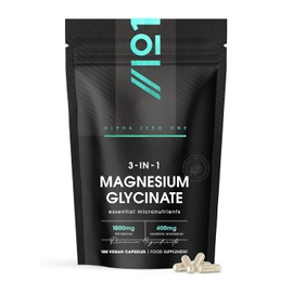 Magnesium Glycinate 3-in-1 Complex – 1800mg Supplements as Bisglycinate, Citrate & Malate – 180 Vegan Capsules – Triple High Absorption 400mg Elemental by Alpha01