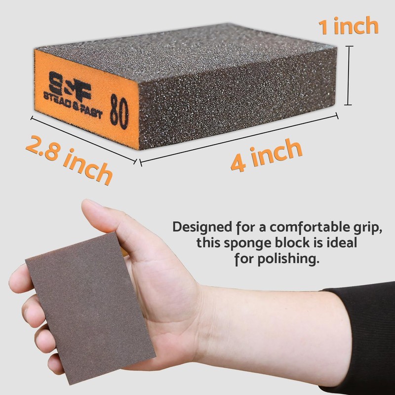Sanding Block 10 pcs with Tack Cloth, 60 80 120