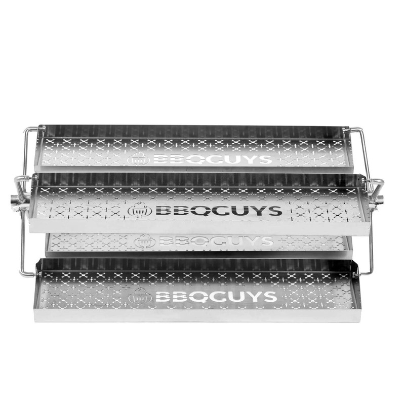 BBQGUYS Signature Rib Rotisserie Rotating BBQ Grill Trays - BBQ-RRW