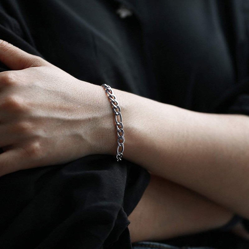 Trendsmax 5mm Figaro Link Chain Bracelet Stainless Steel Figaro Bracelet