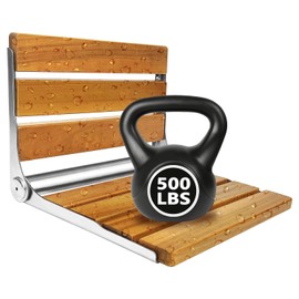 Folding Shower Seat Teak, Bath Safety Furniture Stainless Steel, Shower Seats for Elderly, Fold Down Shower Seat, Oak and Stainless Steel