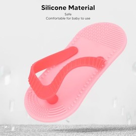 Juguete para bebé con Forma de Chanclas para la Dentición, 2 uds., Mordedor de Silicona con Forma de Chanclas con Protección para Morder las Manos (PINK)