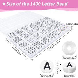 I LOVE MOM Pack of 1400 Beads for Threading, Letter Beads A to Z Black Colourful Heart Beads, Alphabet Beads for Bracelets for DIY Bracelets Craft Set Jewellery Making