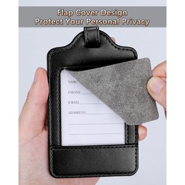 Teskyer Luggage Tags, 3 Pack Premium PU Leather Luggage Tags Privacy Protection Travel Bag Labels Suitcase Tags