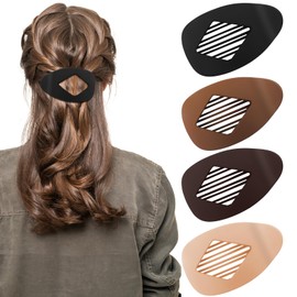 TUCEWP 4Pcs Flat Hair Clips for Women Girls Strong Hold Hair Claw Clips Barrettes for Thin Thick Hair Matte Lay Down Claw Clamps Medium Duckbill Hair Clip French Hair Clip Hair Styling Accessories