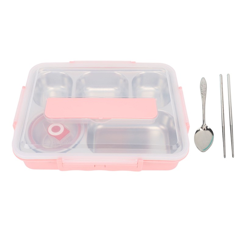 Lunch Box with Lid 5 Compartments Heat Preservation Stainless Steel