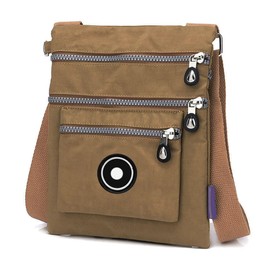 GFM® Nylon Small Slim Flat Narrow Cross Body Shoulder Bag - S3-Brown - (EXC)(NCB-1062-HLKEK)