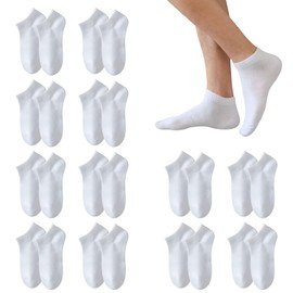 Enreluya Invisible Trainer Socks (12 Pairs), Socks for Men and Women, Made of Organic, Breathable Invisible Trainer Socks, White