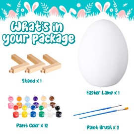 DMIGHT Easter Decorations 3D Night Light, Paint Your Own DIY Easter Egg Lamp Kit, Easter Basket Stuffers for Toddler, Arts and Crafts for Kids Ages 4-12