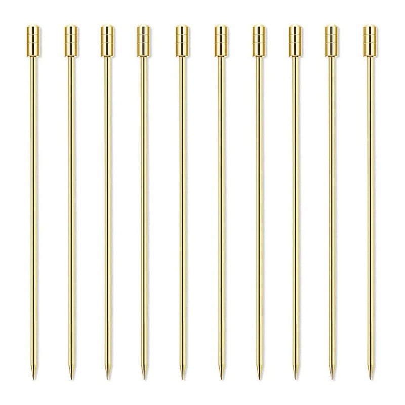 10本のカクテルスティックセットステンレス鋼のフルーツスティック、再利用可能なドリンクピック前菜つまようじマティーニグラスピック