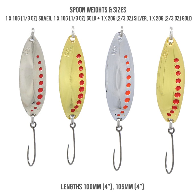 Fish Rig Large Premium Spinners and Spoons - 8 Barbless