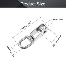 MroMax M20 Lifting Crane Swivel Hook 20mm Dia 304 Stainless Steel Single Pulley Block Hanging Wire Towing Wheel Silver Tone